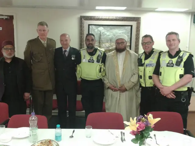 Birmingham Central Mosque leaders standing with West Midlands Police