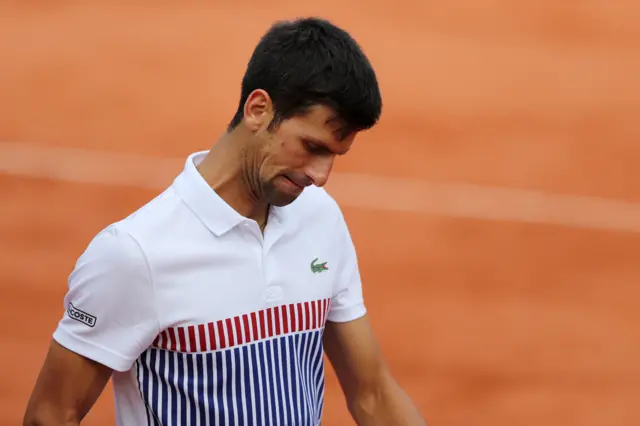 Novak Djokovic looks dejected