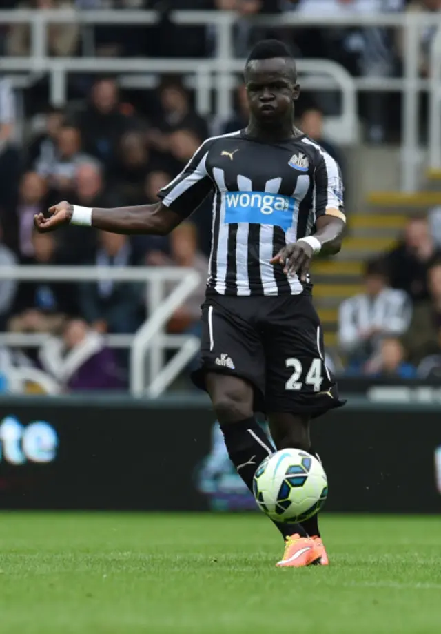 Cheick Tiote of Newcastle United during Premier League Football match between Newcastle United and Hull City at St James' Park on September 20, 2014 in Newcastle upon Tyne, England