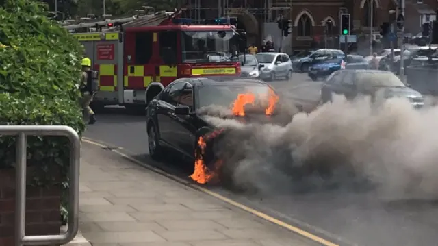 Car fire in Reading