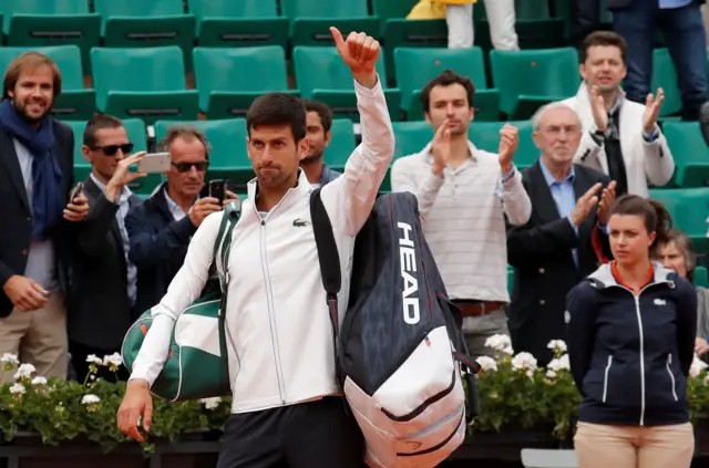 Novak Djokovic looks dejected