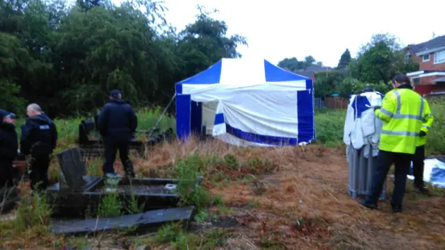 Police investigating the graveyard near where Natalie Putt was last seen.