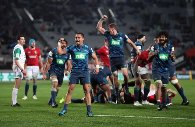 Blues players celebrate