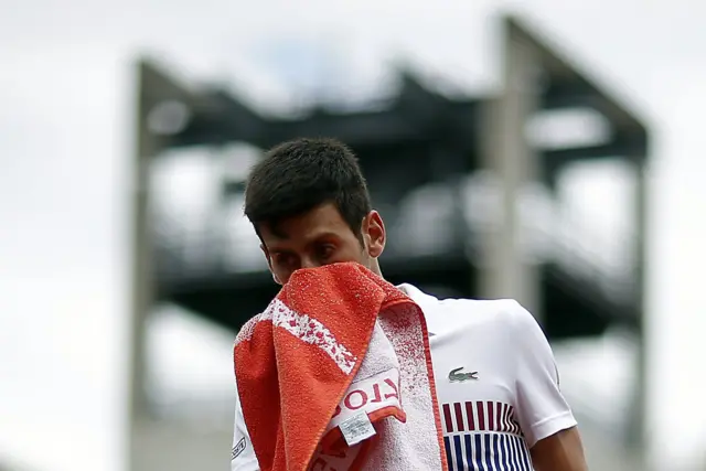 Novak Djokovic of Serbia reacts