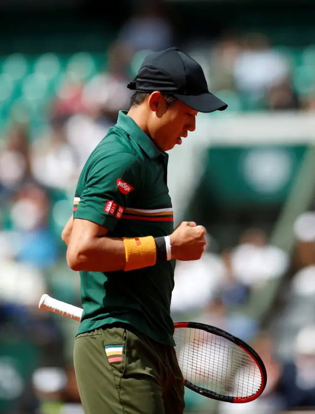 Kei Nishikori celebrates