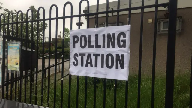 Polling station sign in Shelton, Stoke-on-Trent