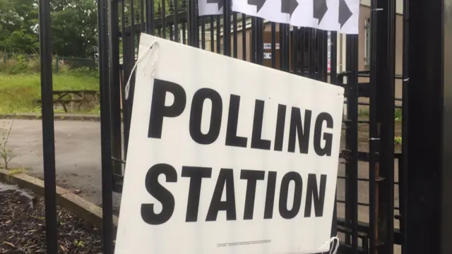 Polling station sign in Shelton, Stoke-on-Trent