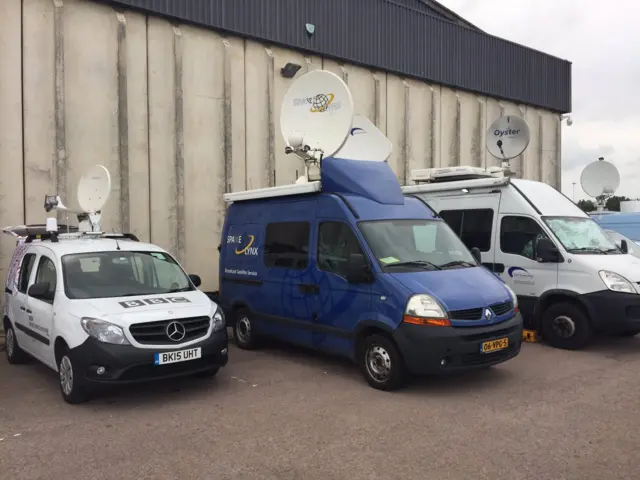 BBC vehicles in Boston and Skegness