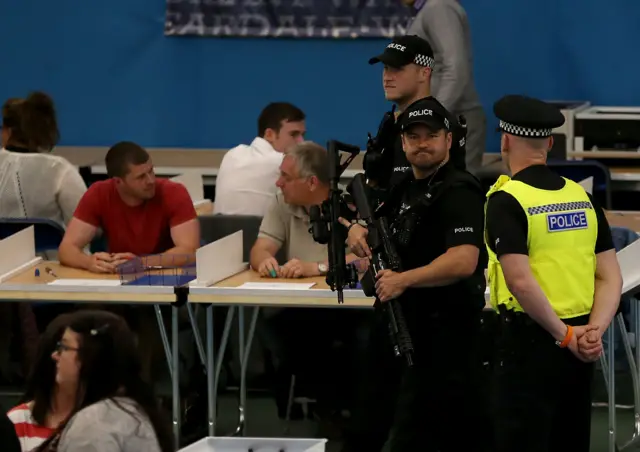 Armed police at election count in Sunderland