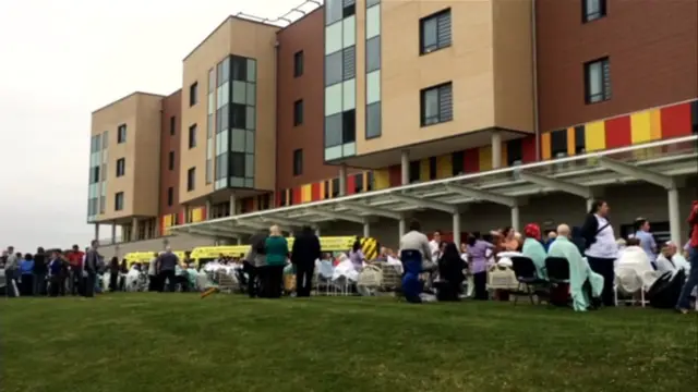 Patients outside the hospital last night