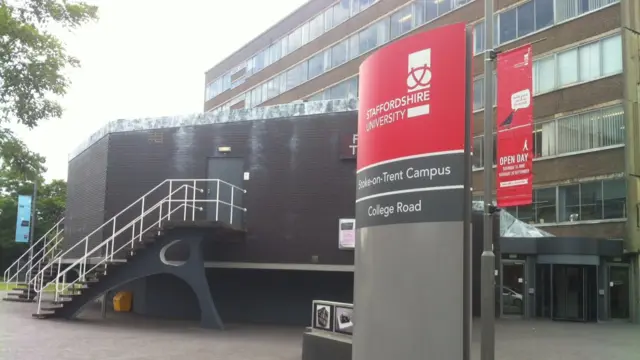 Staffordshire University sign on College Road