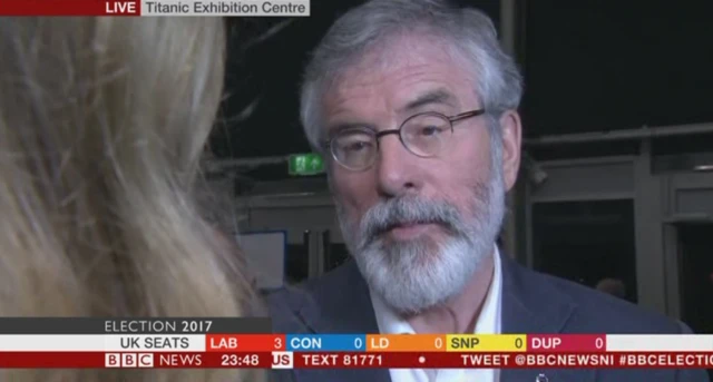 Gerry Adams arrives at the Titanic Exhibition Centre