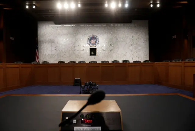 The witness desk where Comey will speak