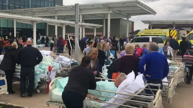 Patients were taken outside in their beds