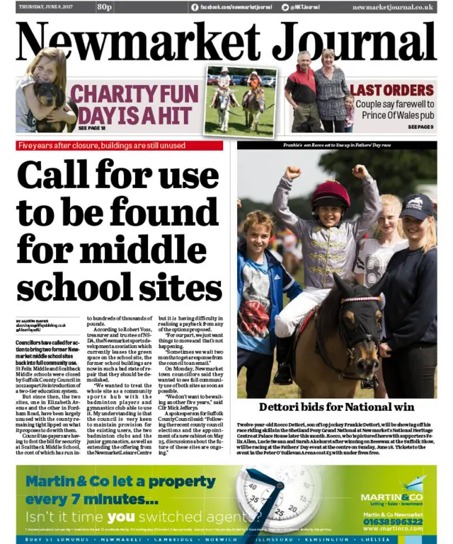 Newmarket Journal front page