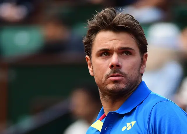 Stanislas Wawrinka of Switzerland reacts