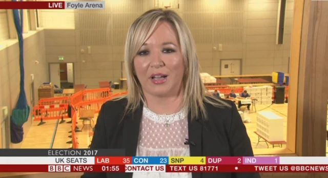 Michelle O'Neill speaking from the Foyle Arena