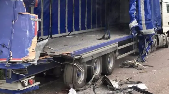 Damaged lorry