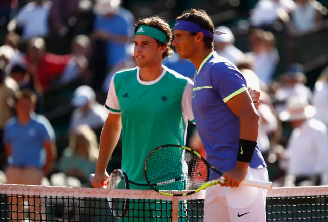 Rafael Nadal of Spain and Dominic Thiem