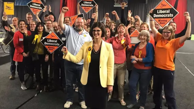 Layla Moran with victorious Lib Dem activists