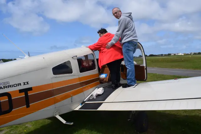 Getting into a plane