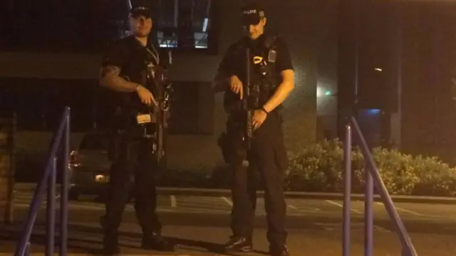 Armed police outside Stoke-on-Trent election counts