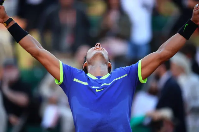 Rafael Nadal celebrates