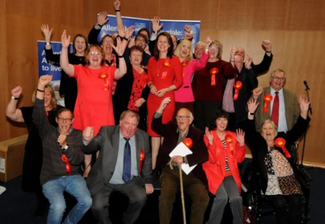 Sue Hayman with supporters