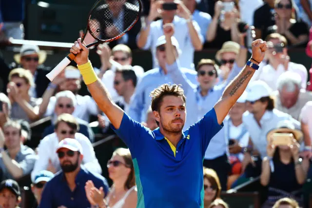 Stanislas Wawrinka celebrates