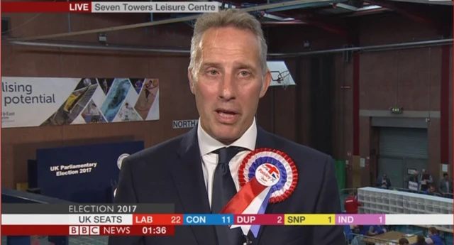 Ian Paisley talking from Seven Towers Leisure Centre