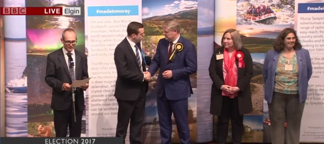 Douglas Ross shakes hands with Angus Roberston