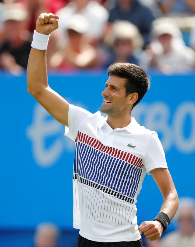 Novak Djokovic celebrates