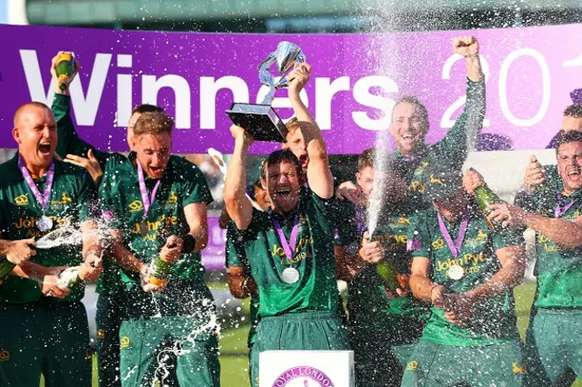 Nottinghamshire celebrate winning the One-Day Cup