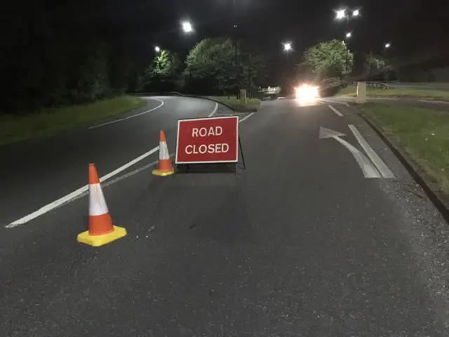 Road closed sign