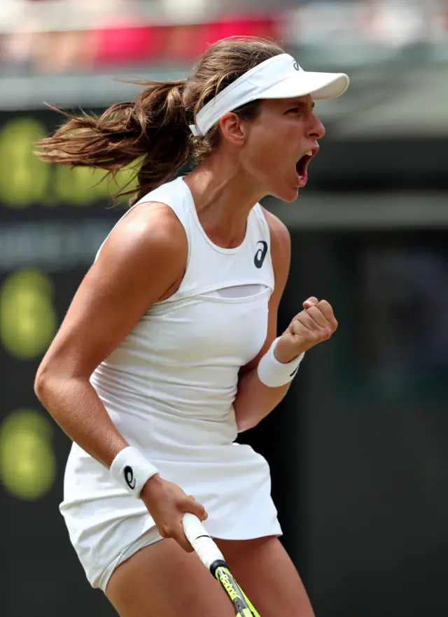 GB's Johanna Konta wins the first set