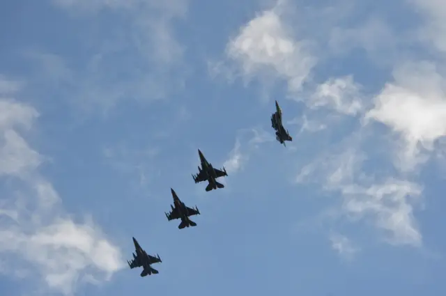 Planes in sky over Lakenheath