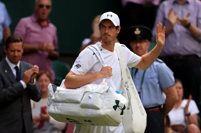 Andy Murray walks out onto Centre Court