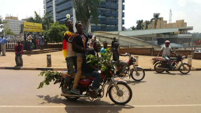 Bobi wine supporters on boda boda