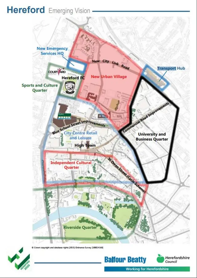 Map of the new plans for the city