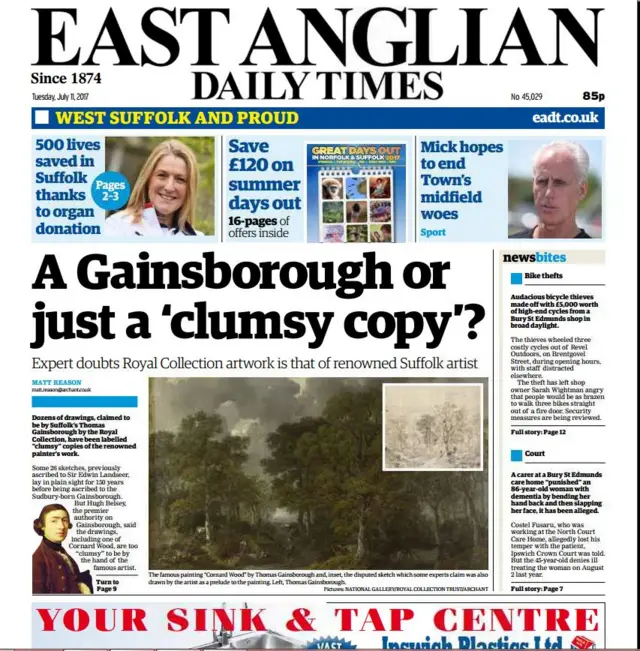 Front page of west edition of EADT