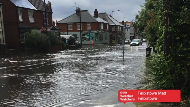 Flood water in Felixstowe