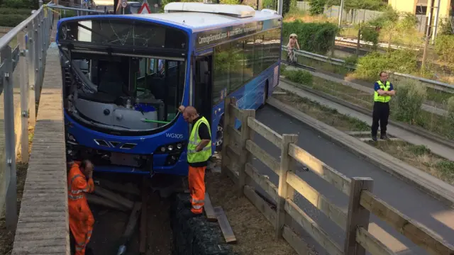 Guided busway crash