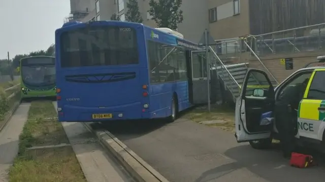 Guided bus crash