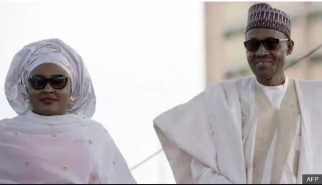 Aisha Buhari with President Muhammadu Buhari