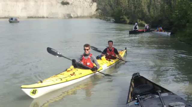 Kayakers George Smitheram and Edward Allen