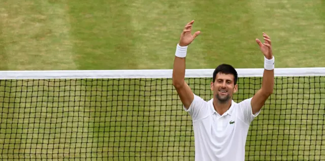 Novak Djokovic celebrates