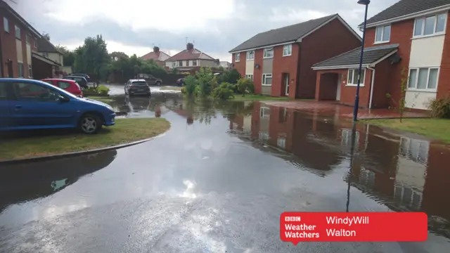 Flooding on a Walton housing estate