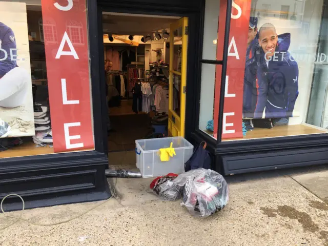 Mopping up operations at an Aldeburgh shop