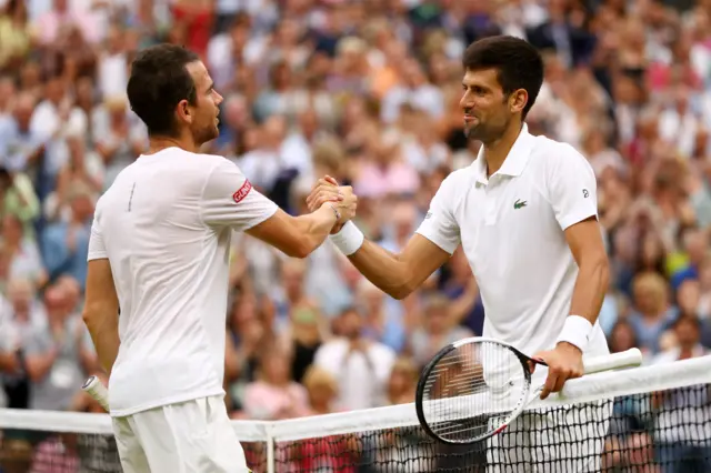 Novak Djokovic and Adrian Mannarino