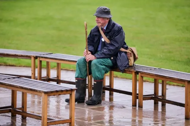 A man in the rain